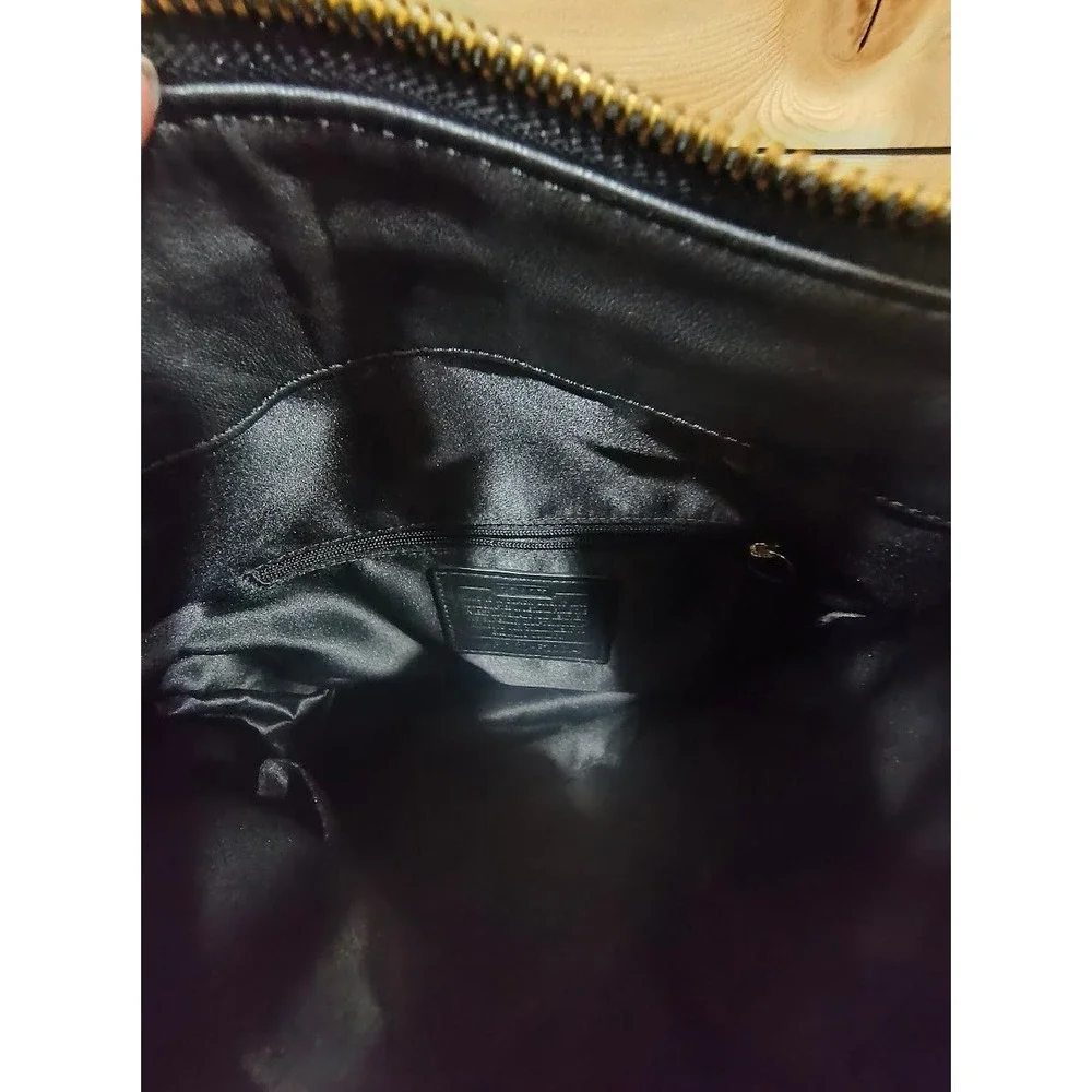 Coach Black Ashley Leather Snakeskin Trim Hobo‎ Bag F1260-F20114 Gold Hardware